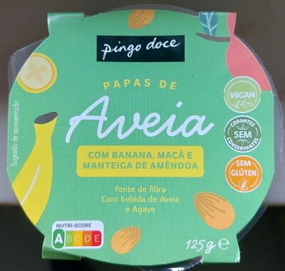 Papas de Aveia com Banana, Maçã e Manteiga de Amêndoa