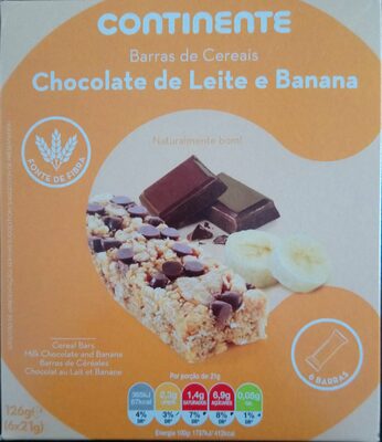 Barras de Cereais Chocolate de Leite e Banana