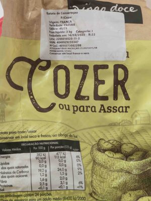 Batata para Cozer ou Assar