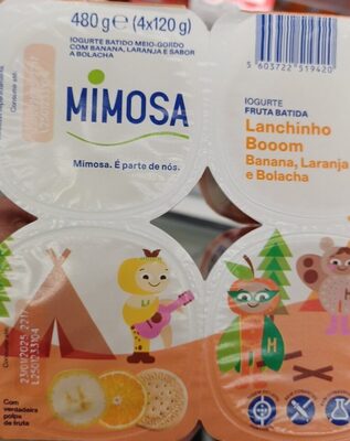 Iogurte Fruta Batida Lanchinho Booom Banana, Laranja e Bolacha