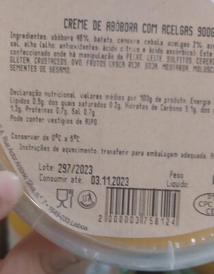 Creme de Abóbora com Acelgas 900g